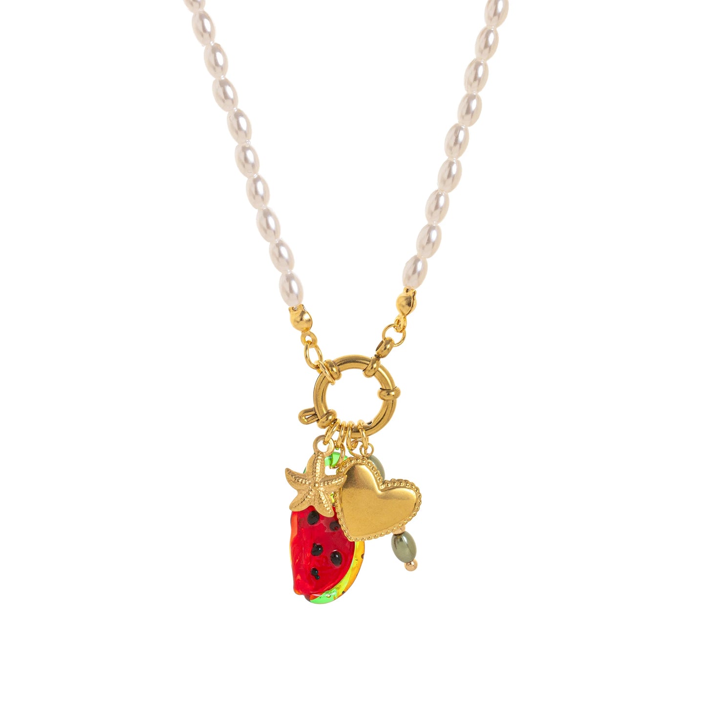 Collezione “Charms Mediterranei” – 9 Collane con Ciondoli in Acciaio Inossidabile Placcato Oro