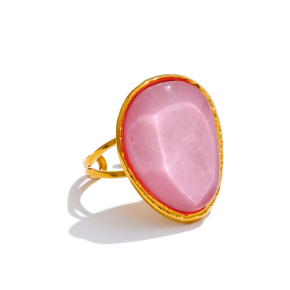Anello Caramella Multicolor – Gioiello Regolabile in Resina e Acciaio Inossidabile Oro