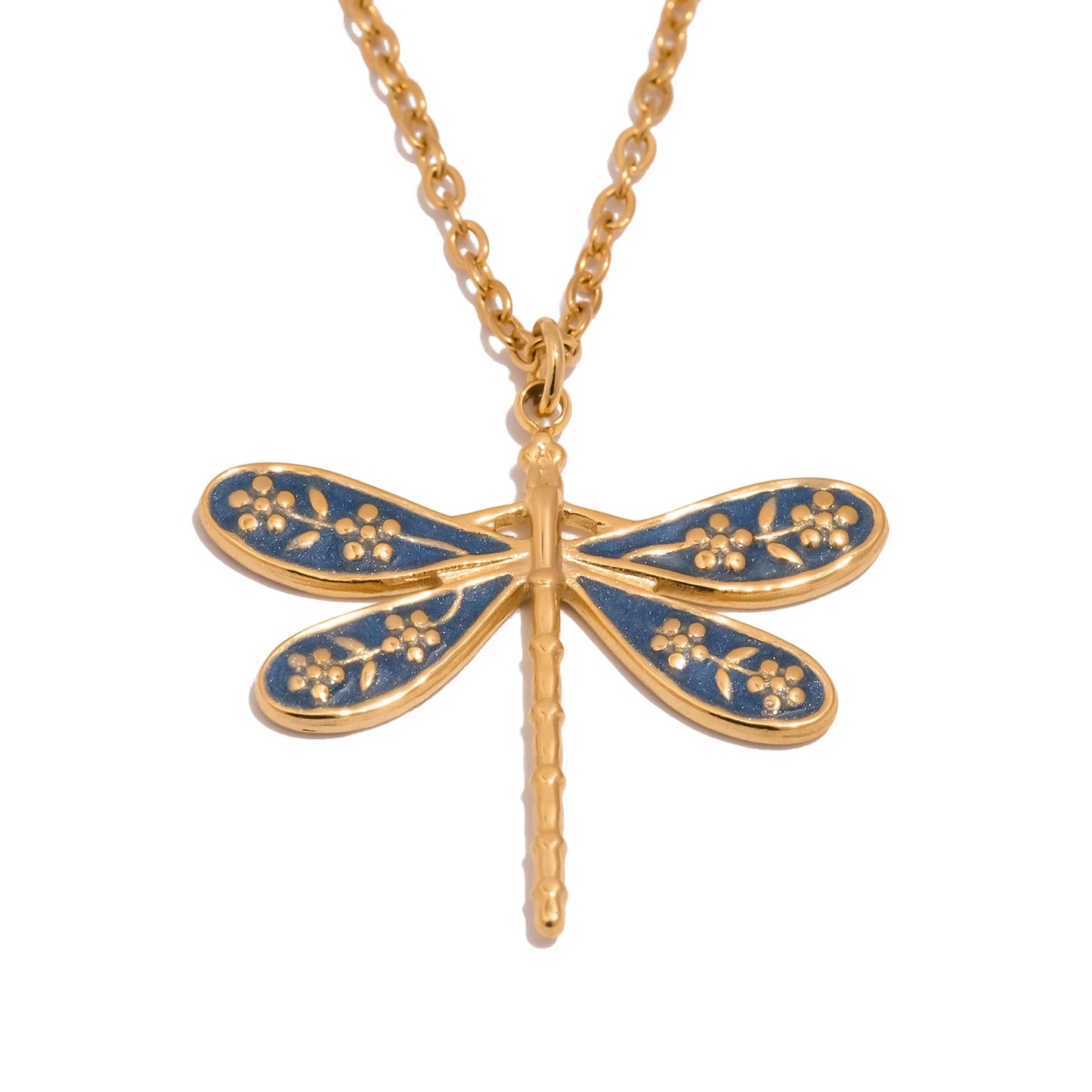 Collana con Ciondolo Libellula Colorata – Blu, Viola o Rossa