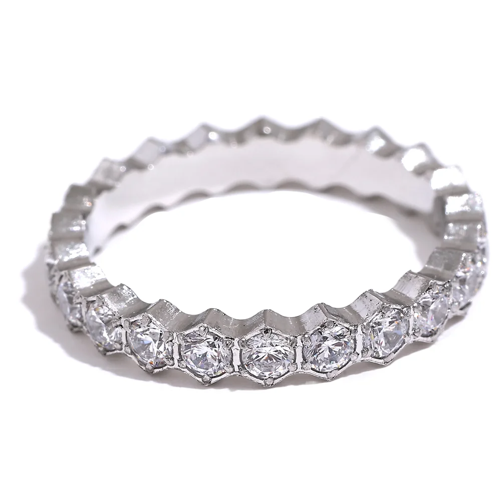Anello Eternity con Zirconi – Acciaio Inossidabile Oro & Argento