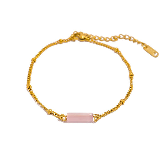 Bracciale con Catena e Pietre Naturali – Acciaio Inossidabile di Alta Qualità | Varianti Rosso, Blu, Bianco, Rosa