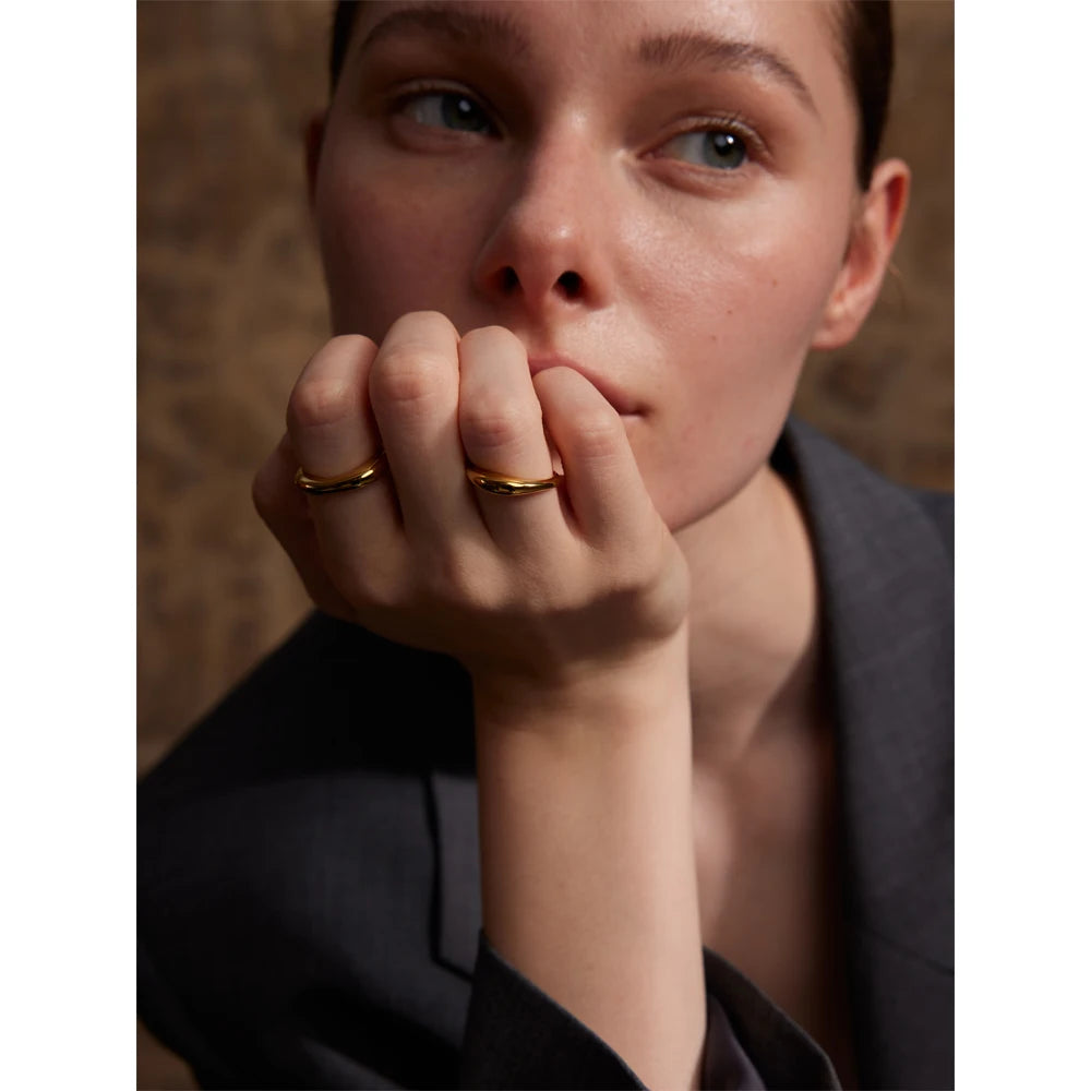 Anello Minimal Chic – Acciaio Inossidabile Oro 18K | 2 Stili