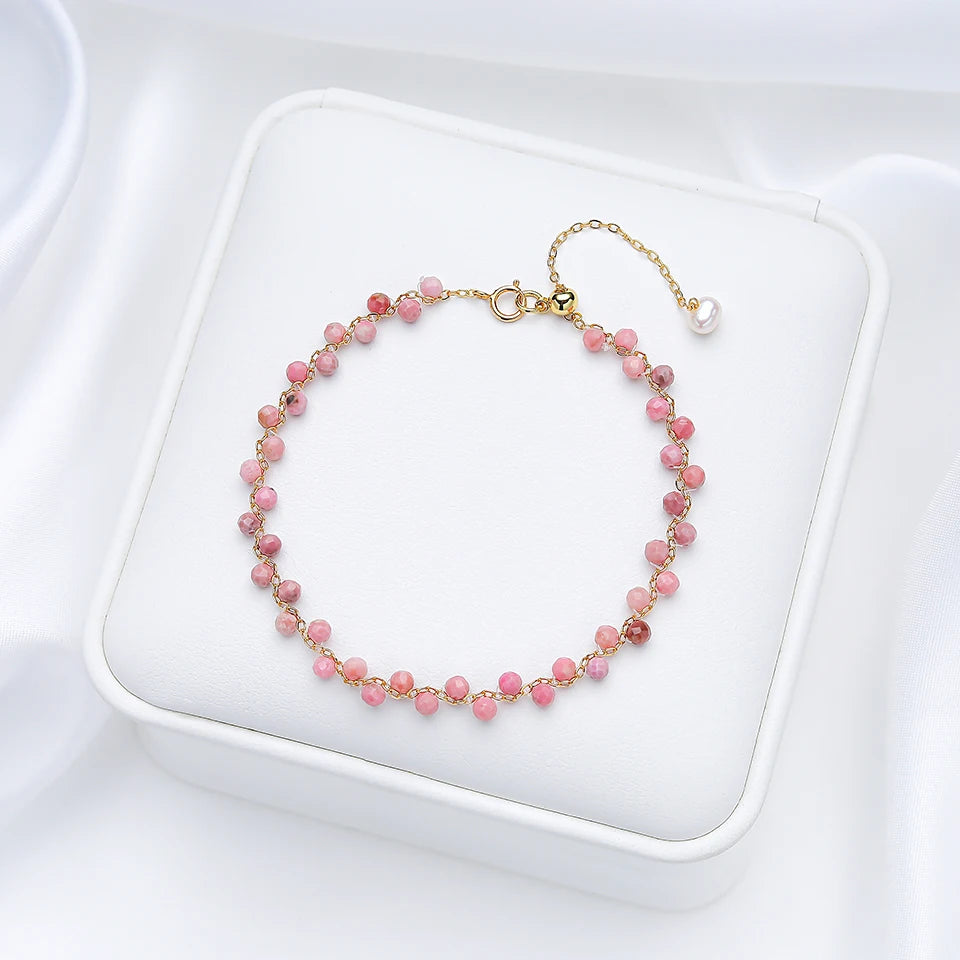 Bracciale con tormalina in pietra naturale in diversi colori