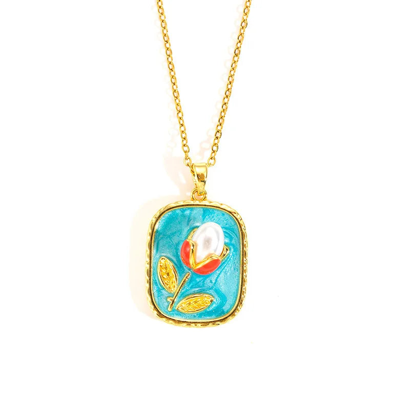 Collana con Ciondolo Smaltato Vintage – Stile Retrò Elegante