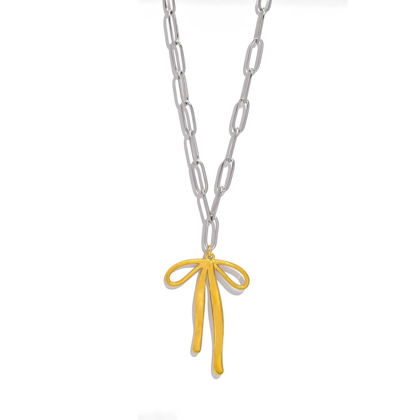 Collana Fiocco Vintage – Pendente in acciaio elegante, disponibile in 4 varianti