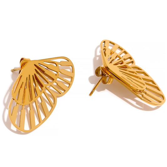 Orecchini Farfalla in Acciaio Inossidabile Placcati Oro 18K – Design Chic e Leggero