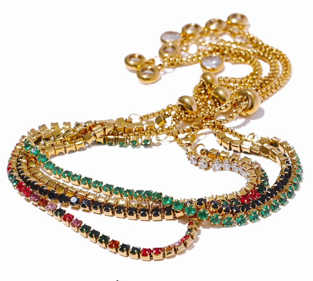 Bracciale zirconi colorati in acciaio inossidabile