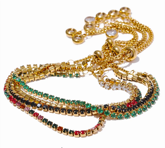 Bracciale zirconi colorati in acciaio inossidabile