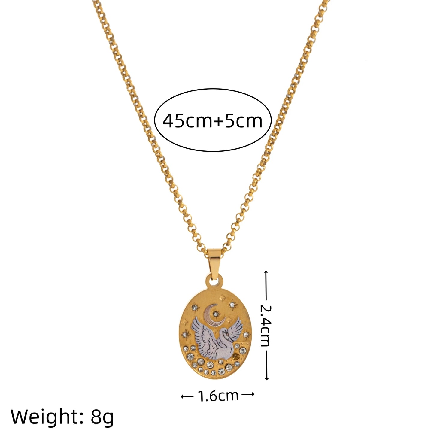Collana Ovale Dorata Smaltata – Simboli di Vita