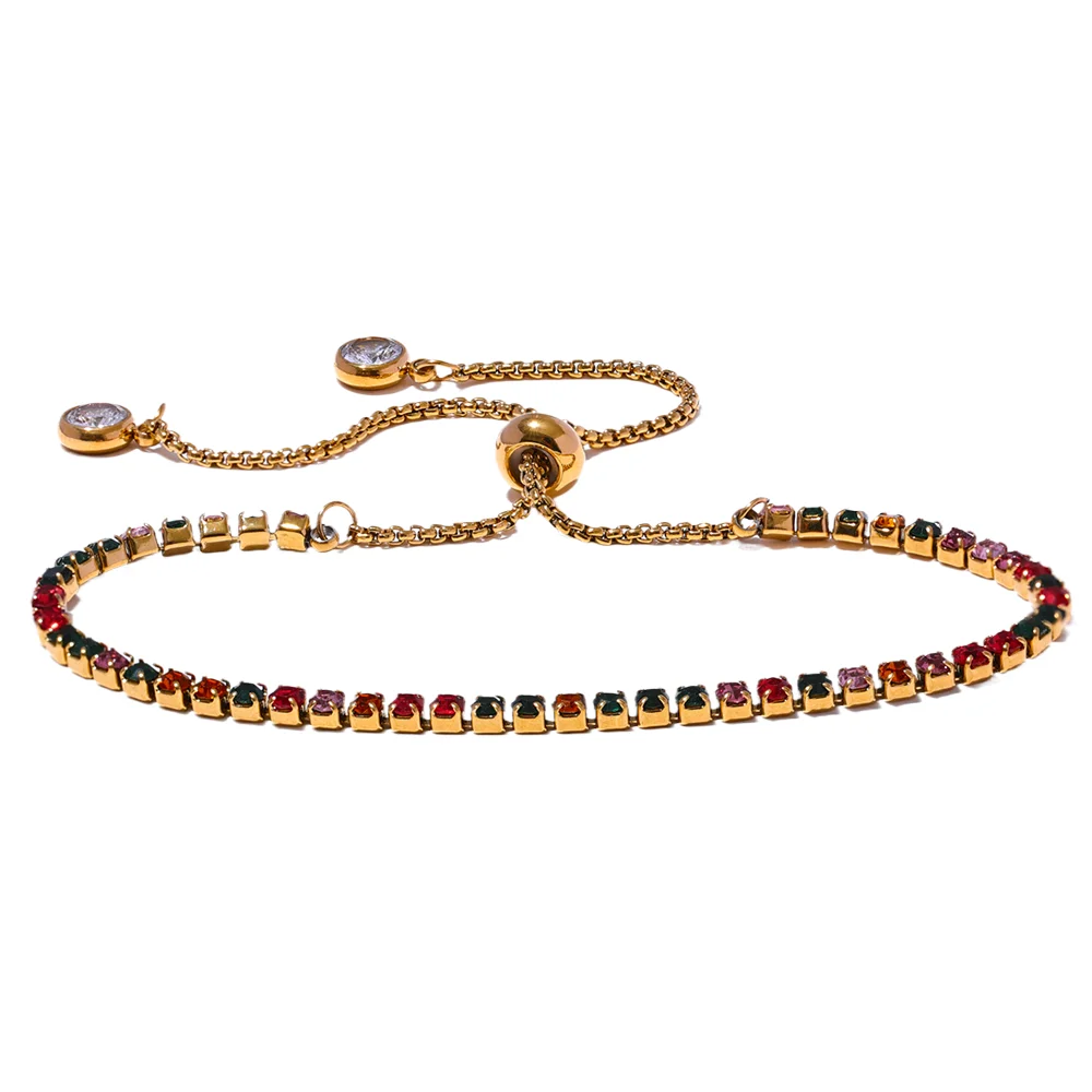 Bracciale zirconi colorati in acciaio inossidabile