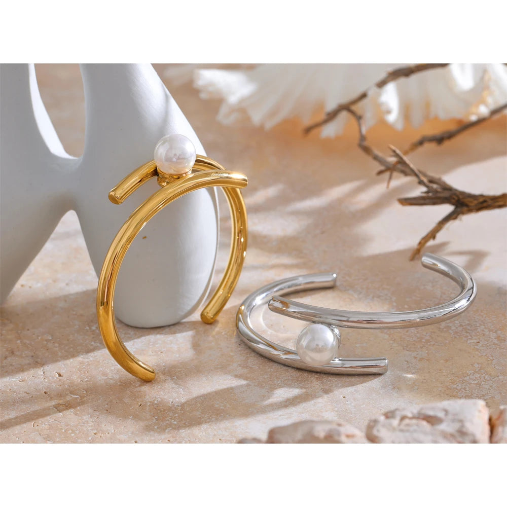 Bracciale Doppio Strato con Perla – Eleganza senza tempo