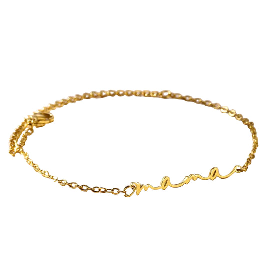 Bracciale “Mini Mama” – Eleganza dorata in catena sottile