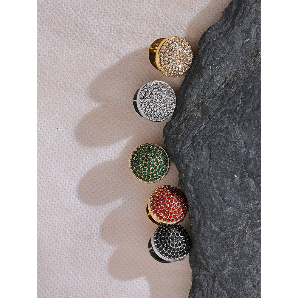 Orecchini a Cerchio con Zirconi Multicolor in Acciaio Inossidabile – 5 Varianti