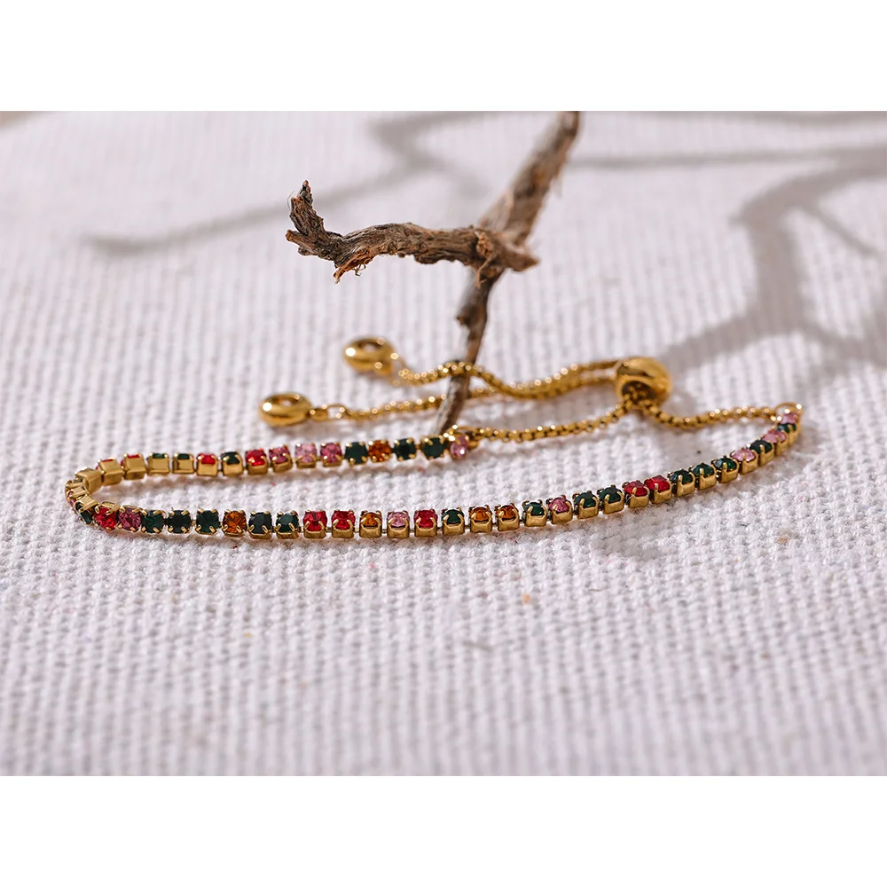 Bracciale zirconi colorati in acciaio inossidabile