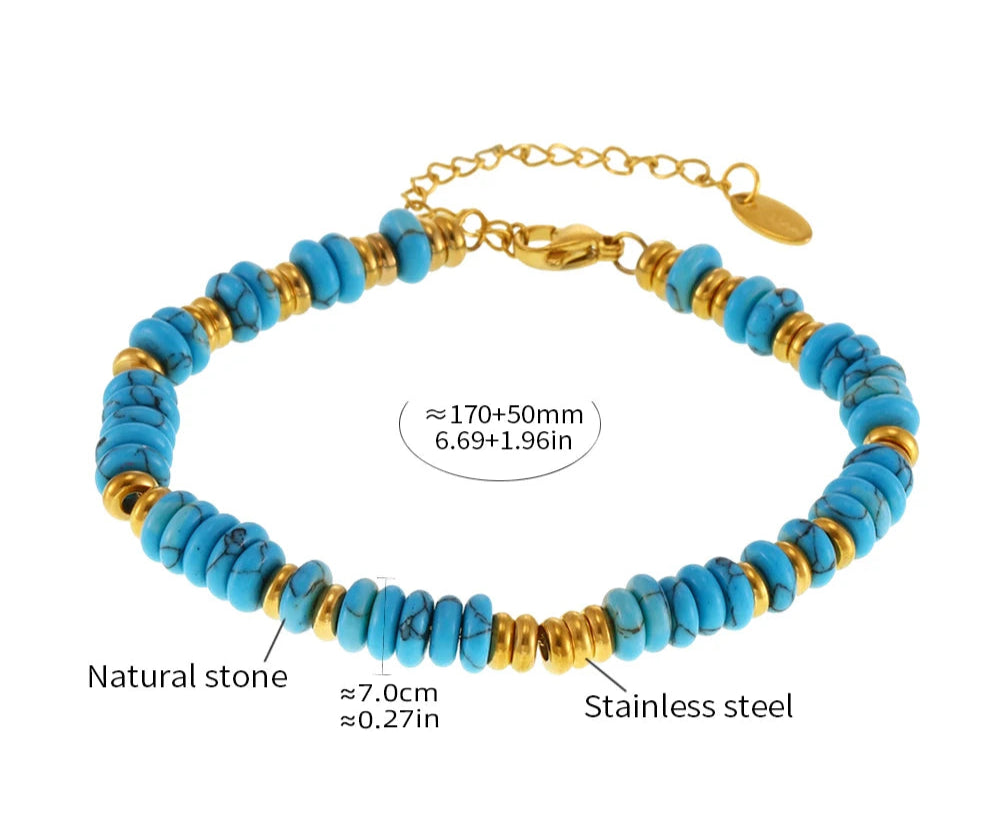 Bracciale con Perline in Pietre Naturali Multicolore - 6 Varianti di Colore
