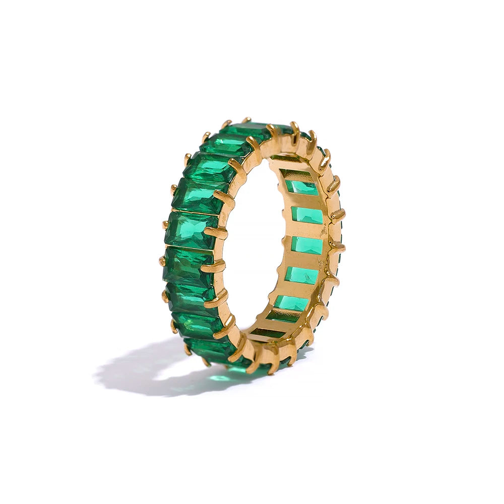 Anello Eternity con Zirconi Colorati – Acciaio Inossidabile Oro 18K