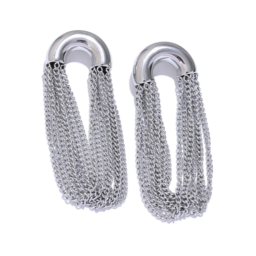 Orecchini Pendenti con Nappa a Catena – Acciaio Inossidabile | Oro & Argento