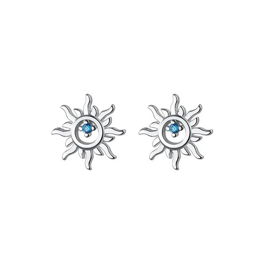 "Sole Blu – Mini Orecchini a Bottone in Argento e Zirconi"