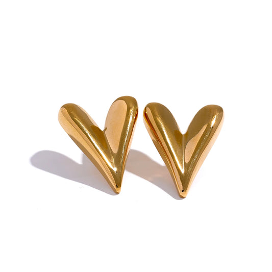 Orecchini Cuore in Acciaio Inossidabile – Oro 18K o Platino