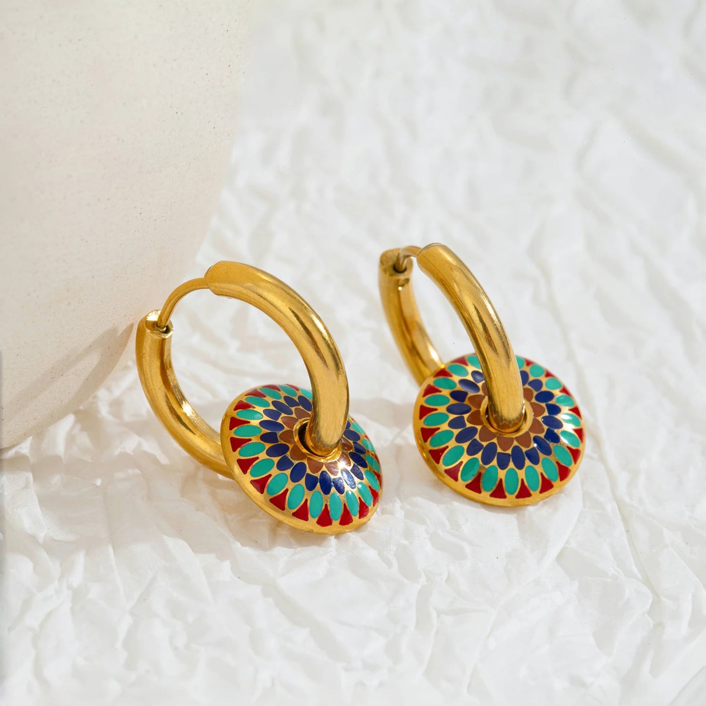 Set “Margherita Dorata” – Collana e Orecchini floreali boho