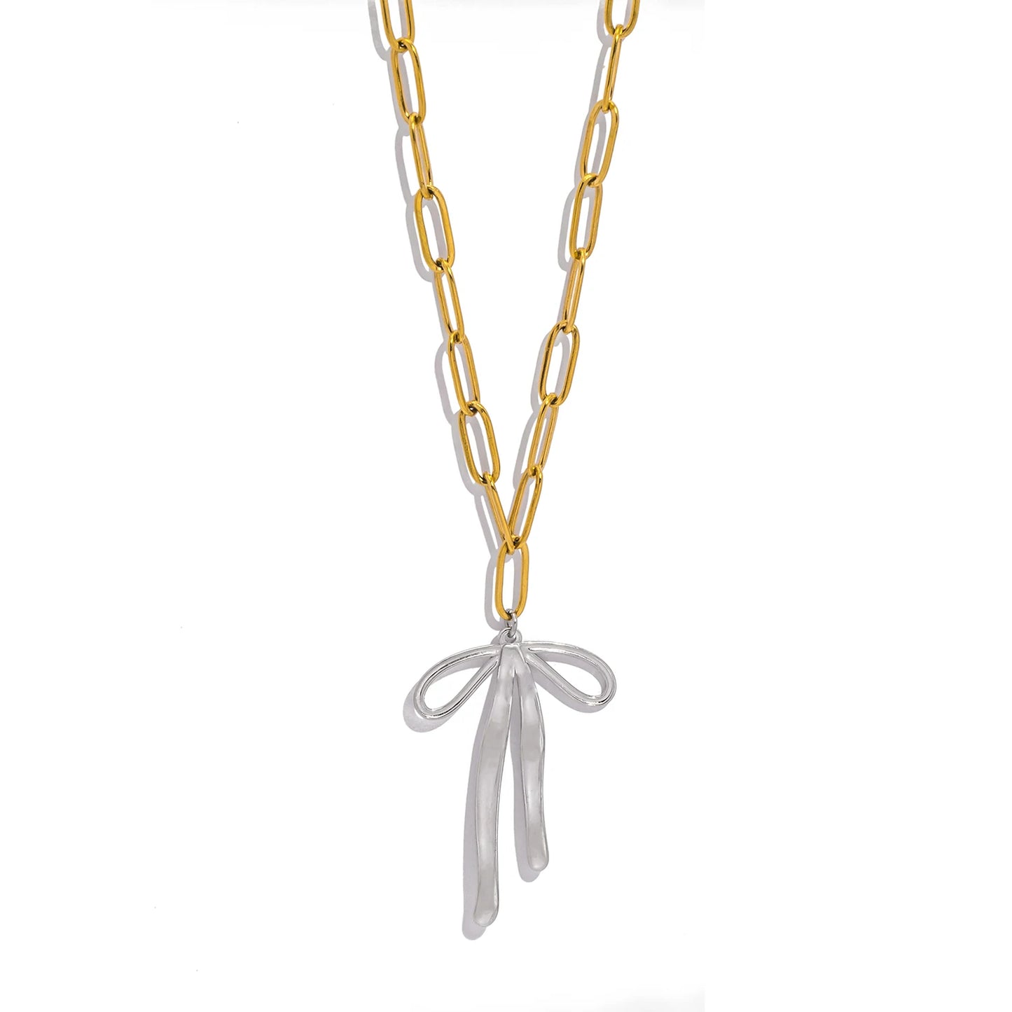 Collana Fiocco Vintage – Pendente in acciaio elegante, disponibile in 4 varianti