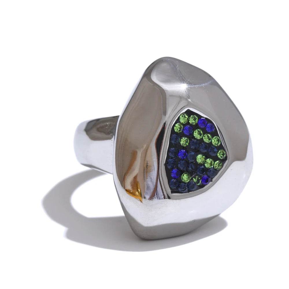 Anello Geometrico Blue Vision – Eleganza Contemporanea