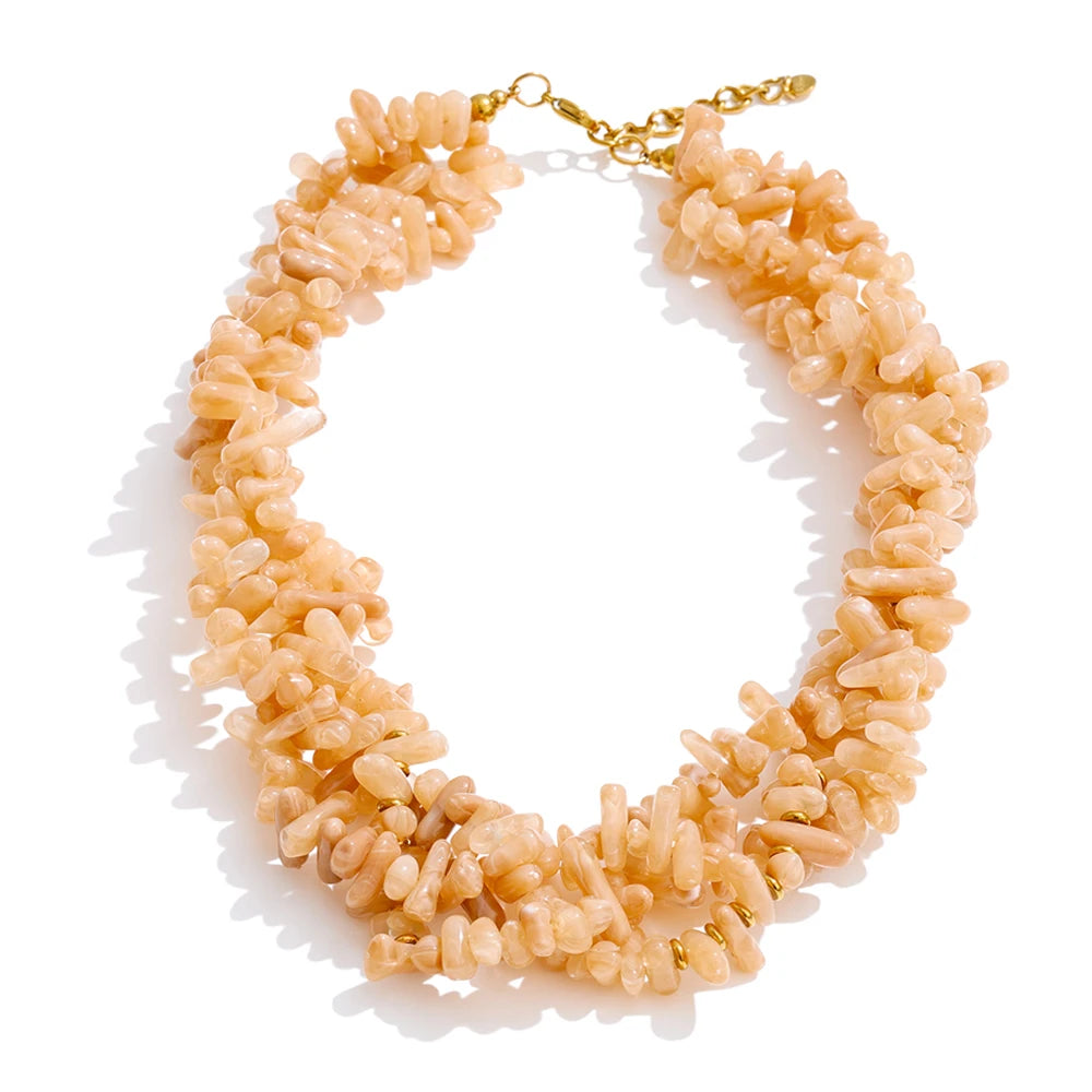 Collana “Amber Bloom” – Perline Naturali a Strati