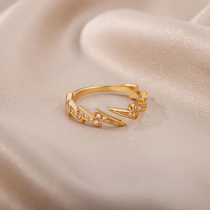 Anello Fulmine Dorato – Energia Minimal