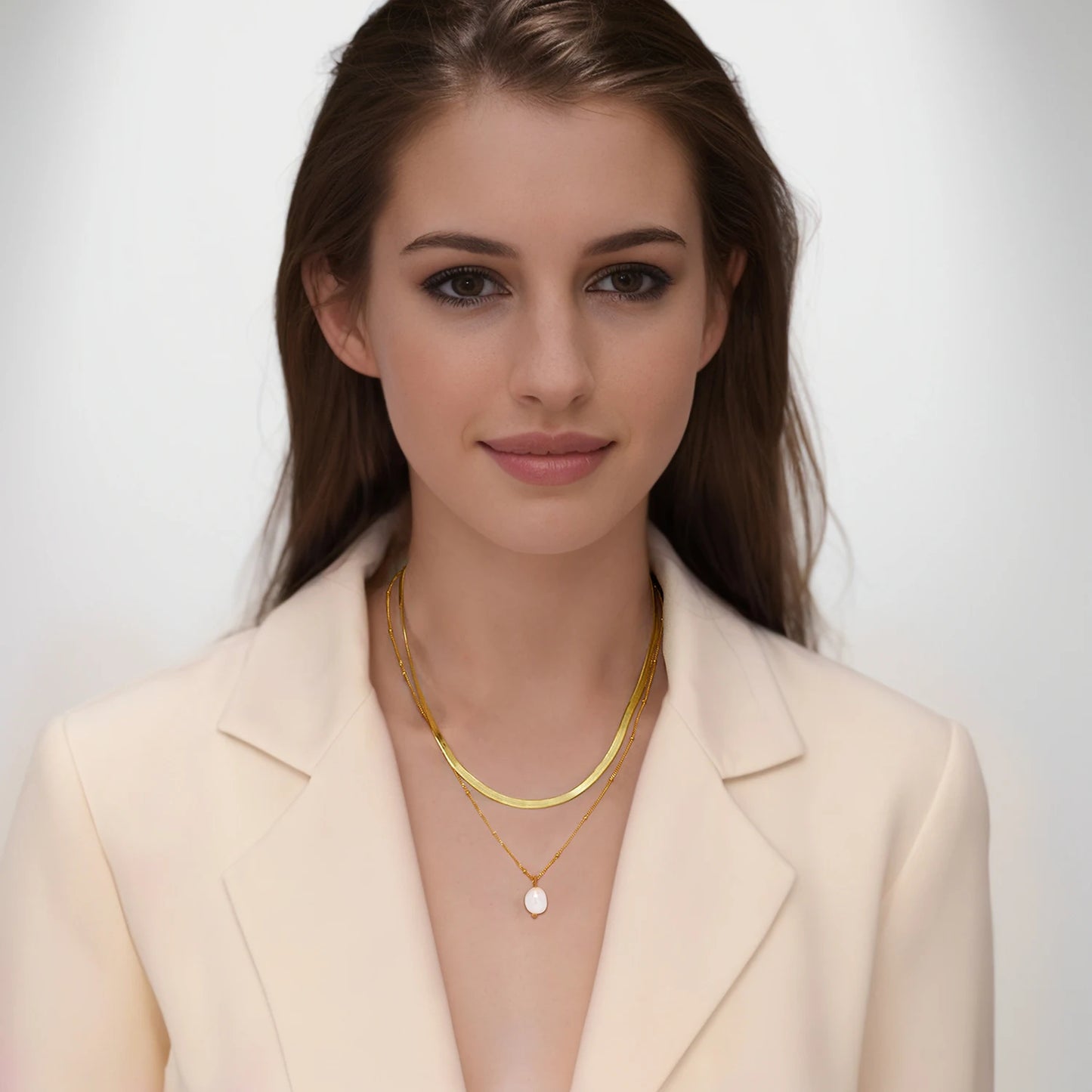 Collana “Doppio Incanto” – Perla & Catena Serpente