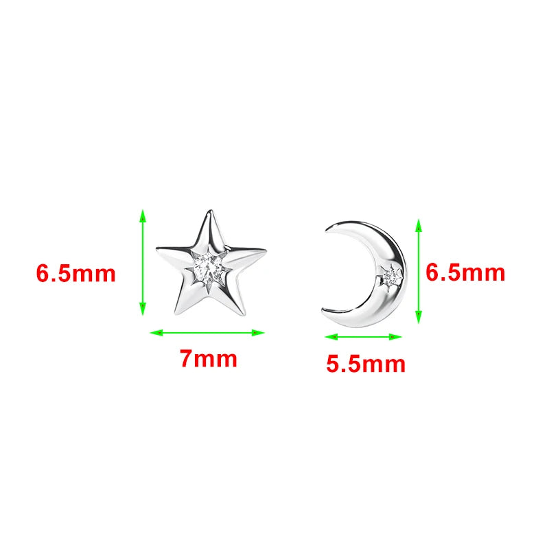 "Luce Celeste – Mini Orecchini Stella e Luna in Argento con Zirconi"