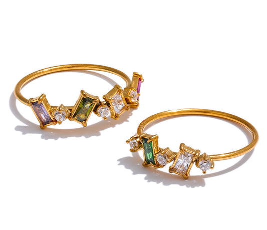 Anello Chic Bling β Eleganza Colorata in Zirconi Cubici