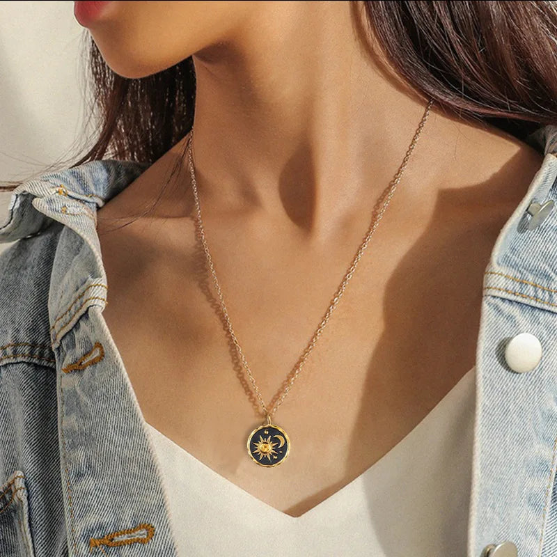 Collana vintage Sole & Luna – Pendente bohémien Boho chic