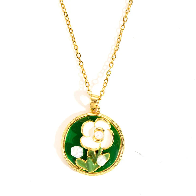 Collana con Ciondolo Smaltato Vintage – Stile Retrò Elegante