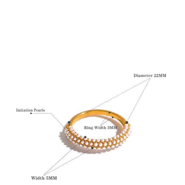 Anello Dorato con Tripla Fila di Perle – Eleganza Senza Tempo
