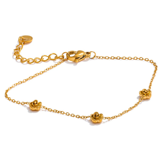 Bracciale minimalista con fiore di rosa – Acciaio inossidabile