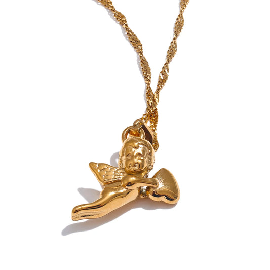 Collana Angelo dell’Amore – Acciaio Inossidabile Placcato Oro 18K