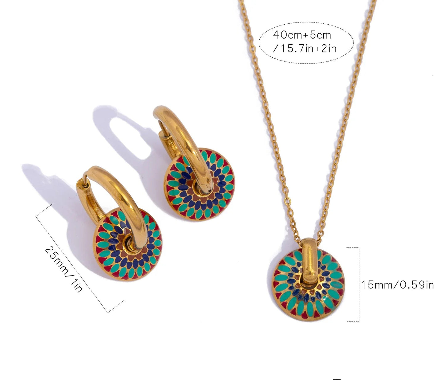 Set “Margherita Dorata” – Collana e Orecchini floreali boho