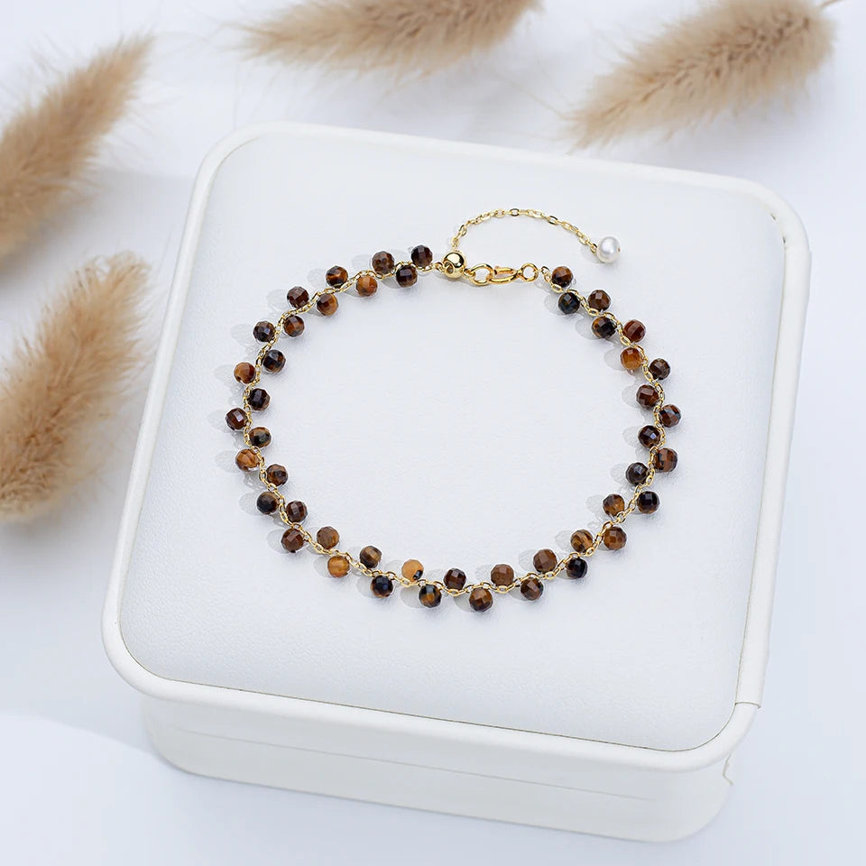 Bracciale con tormalina in pietra naturale in diversi colori