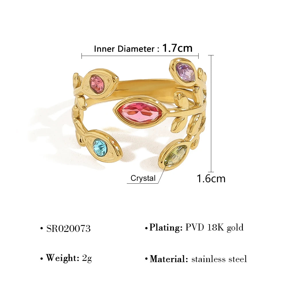 Anello con Cristallo in Acciaio Inossidabile – Stile Vintage Oro