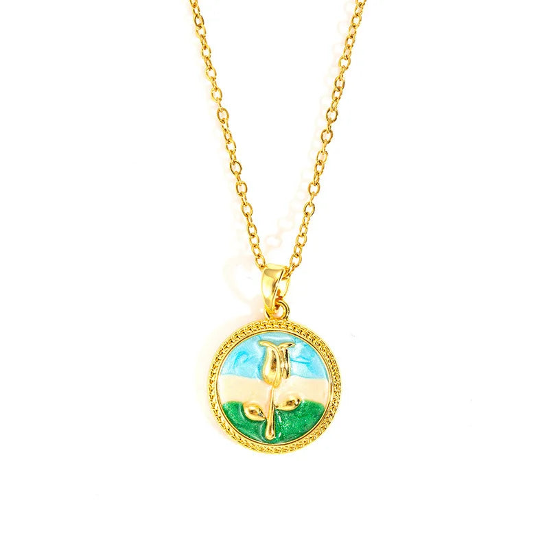 Collana con Ciondolo Smaltato Vintage – Stile Retrò Elegante