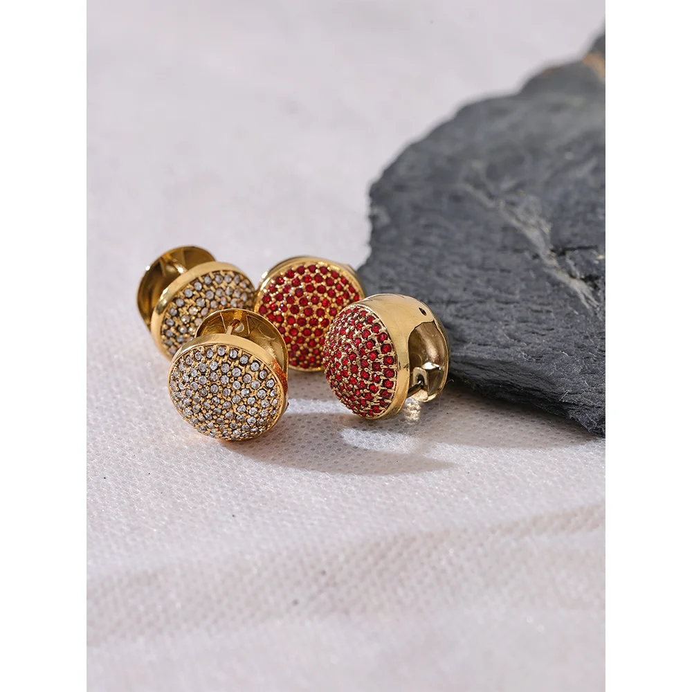 Orecchini a Cerchio con Zirconi Multicolor in Acciaio Inossidabile – 5 Varianti