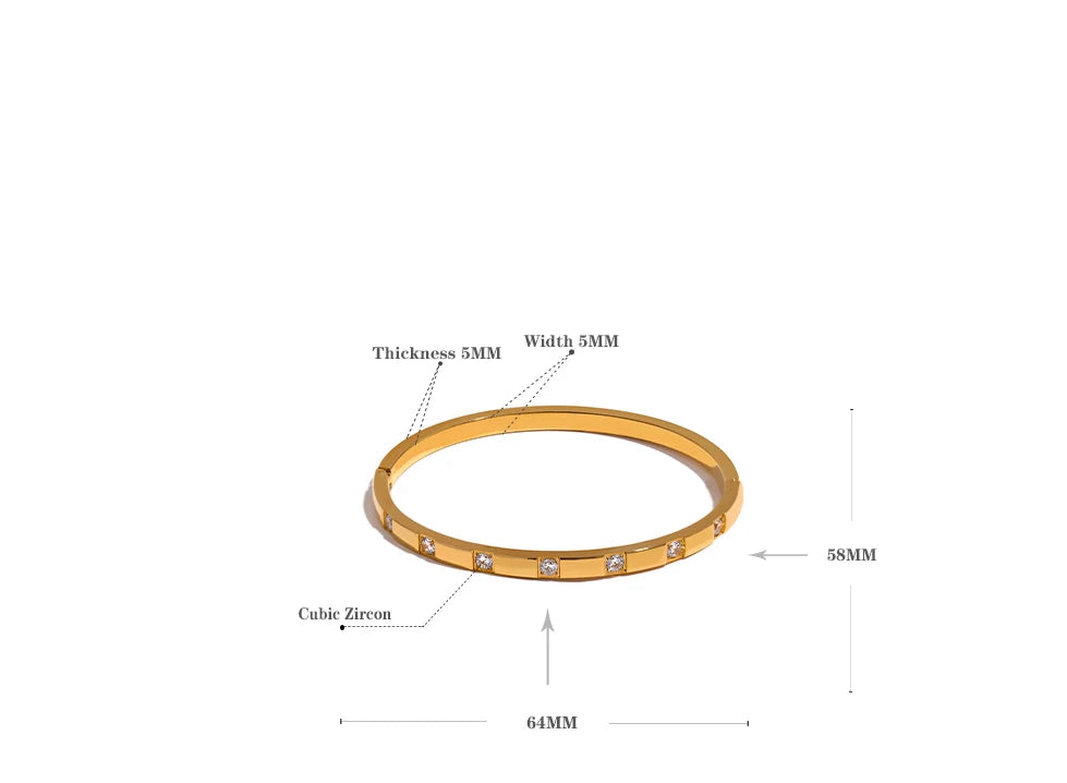 Bracciale rigido con zirconi – Acciaio inossidabile placcato oro 18K