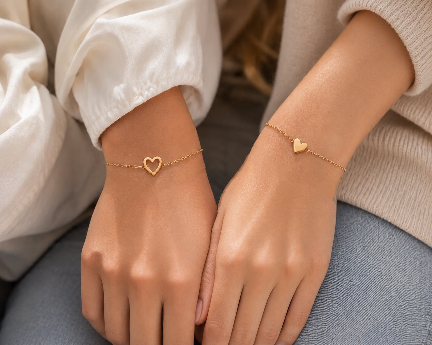 Set Bracciali Cuore Abbinati Regolabili