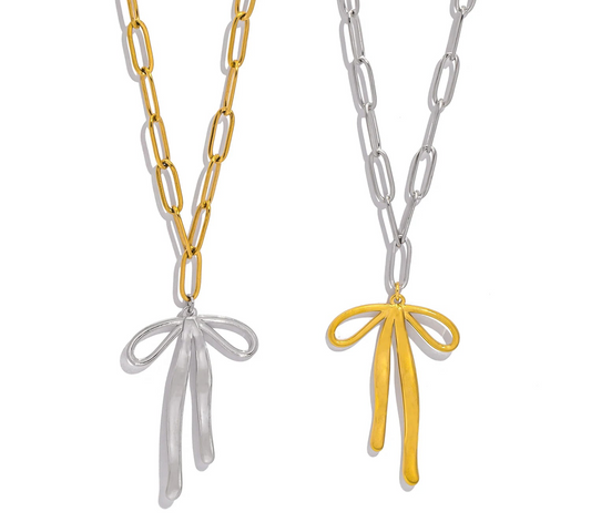 Collana Fiocco Vintage – Pendente in acciaio elegante, disponibile in 4 varianti
