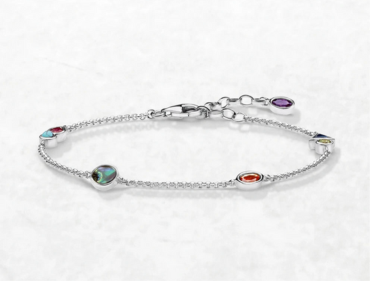 Bracciale Boho in Argento 925 con Pietre Colorate e Zirconi