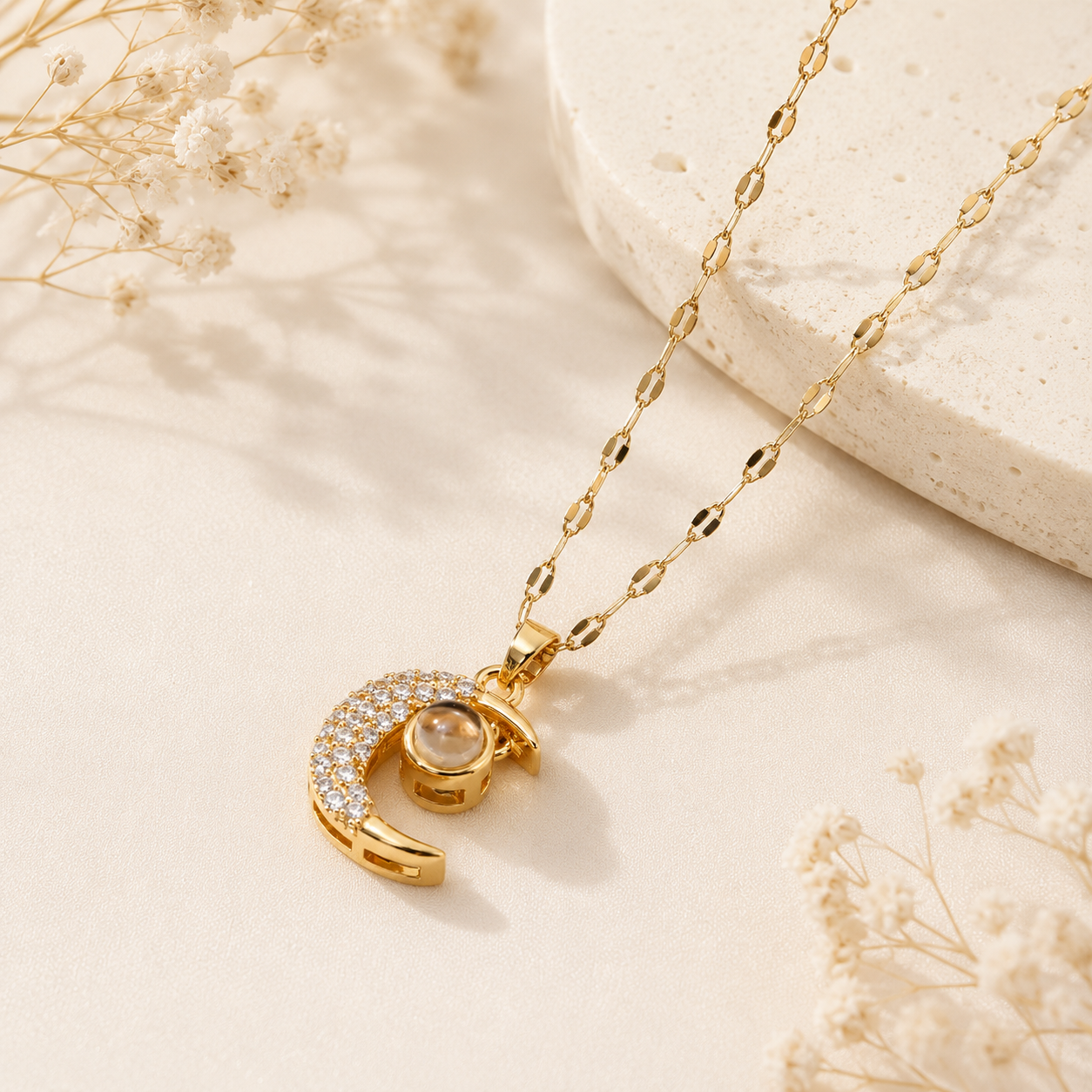 Collana Luna con Proiezione “Ti Amo” in 100 Lingue
