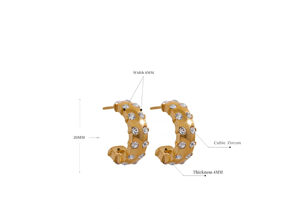 Orecchini Huggie con Zirconi in Acciaio Inossidabile – Oro o Argento