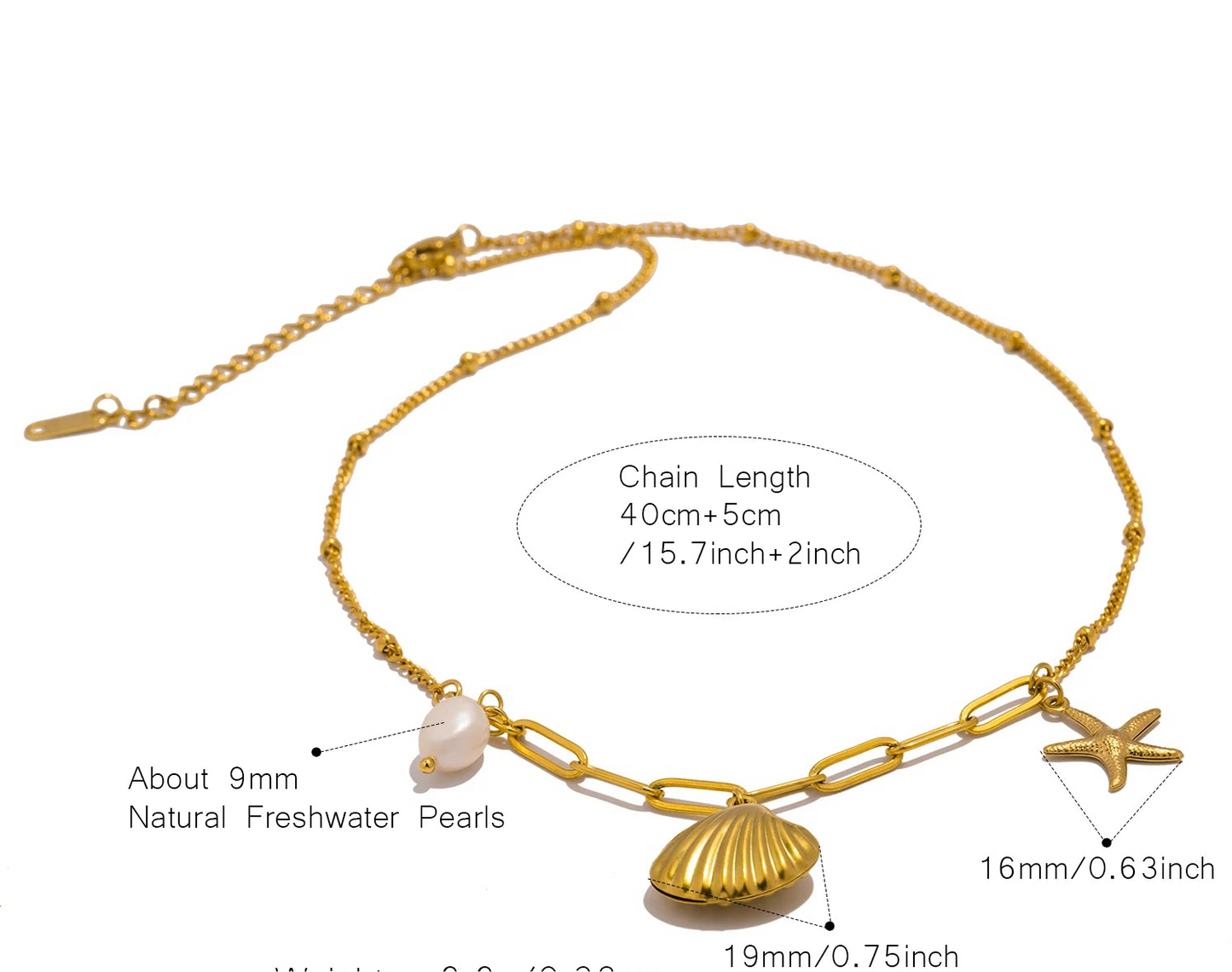 Set Collana e Bracciale Stella Marina con Perle e Conchiglia – Gioielli Estivi Waterproof