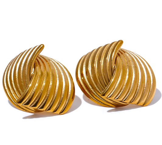 Orecchini Geometrici a Bottone in Acciaio Inossidabile – Oro o Argento