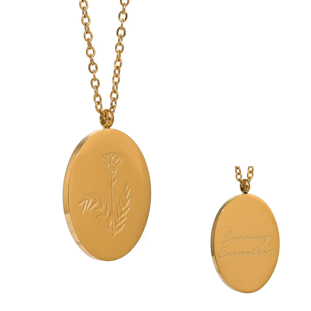Collana Floreale con Fiore del Mese – Acciaio Inossidabile
